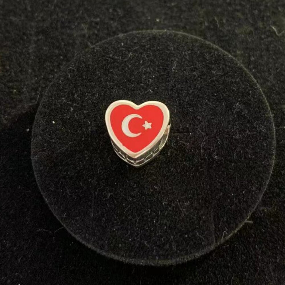Pandora Trkye Flag Heart Charm